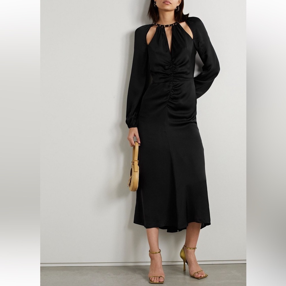 Veronica Beard chain embellished silk blend chiffon midi dress